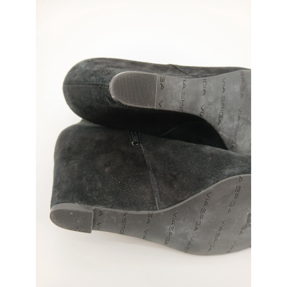 Via Spiga Black Suede Ankle Wedge Boots Size 7 Booties - Picture 15 of 16